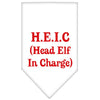 Christmas Pet and Dog Bandana Screen Printed, "Head Elf In Charge"