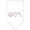 Christmas Pet and Dog Bandana Rhinestone, "Peace, Love & Candy Canes"