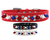 Pet and Dog Spike Collar, "Double Crystal & Red, White and Blue Spikes"