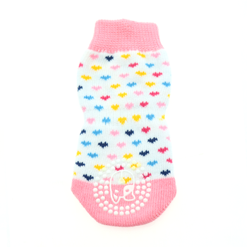 Non-Skid Dog Socks - Pink and White Hearts