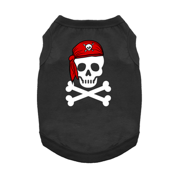 Pirate Skull with Red Bandana Dog Shirt - Jet Black