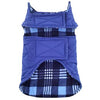 Reversible Fleece Lined Puffer Dog Coat - Blue Plaid