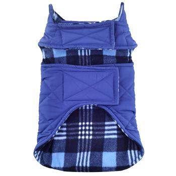 Reversible Fleece Lined Puffer Dog Coat - Blue Plaid